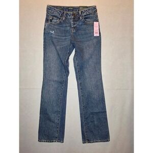 Wild Fable EasyRigid Low Rise Bootcut Jeans Medium Wash Blue Distressed Size 0